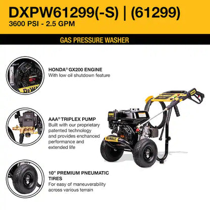 Máquina de Presión Dewalt 3,600PSI Motor Honda GX200