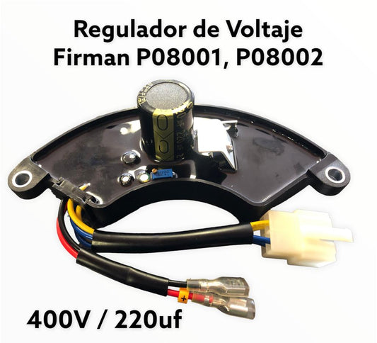 Regulador de voltaje AVR original generador Firman 400V/220uf media luna grande